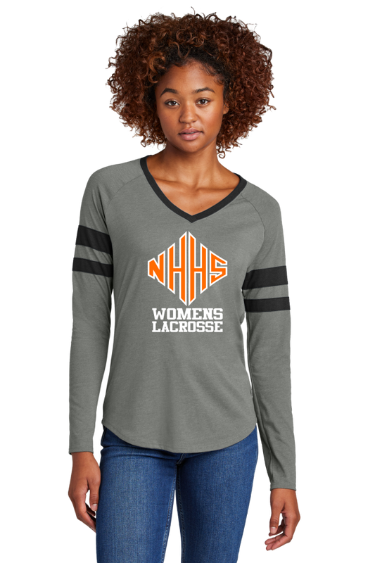 NHHS Women's Lacrosse Sport-Tek® Ladies Halftime Stripe Long Sleeve V-Neck Tee