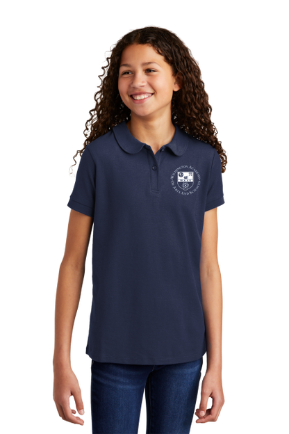 WAAS Port Authority Girls Cut Silk Touch Peter Pan Collar Polo